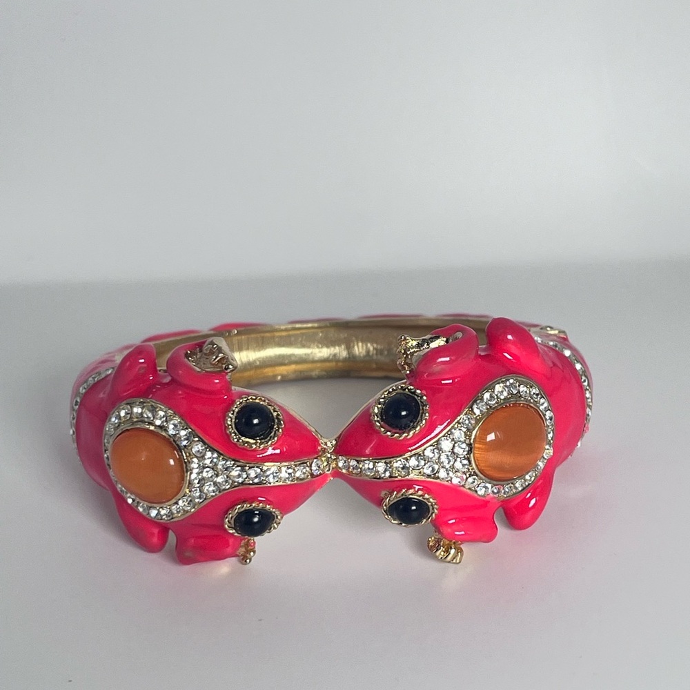 Vintage frog enamel cuff bracelet